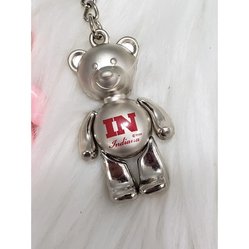 2 University Of Indiana UI COLLEGE NCAA KEYCHAIN BEAR METAL GIFT MOM DAUGHTER